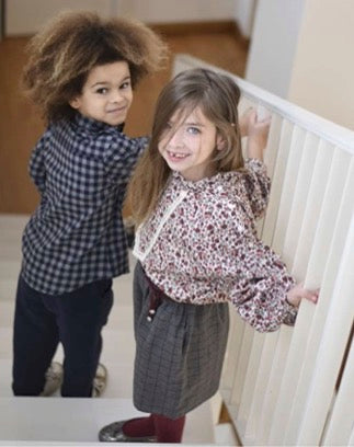 Camicia a scacchi blu/ecru