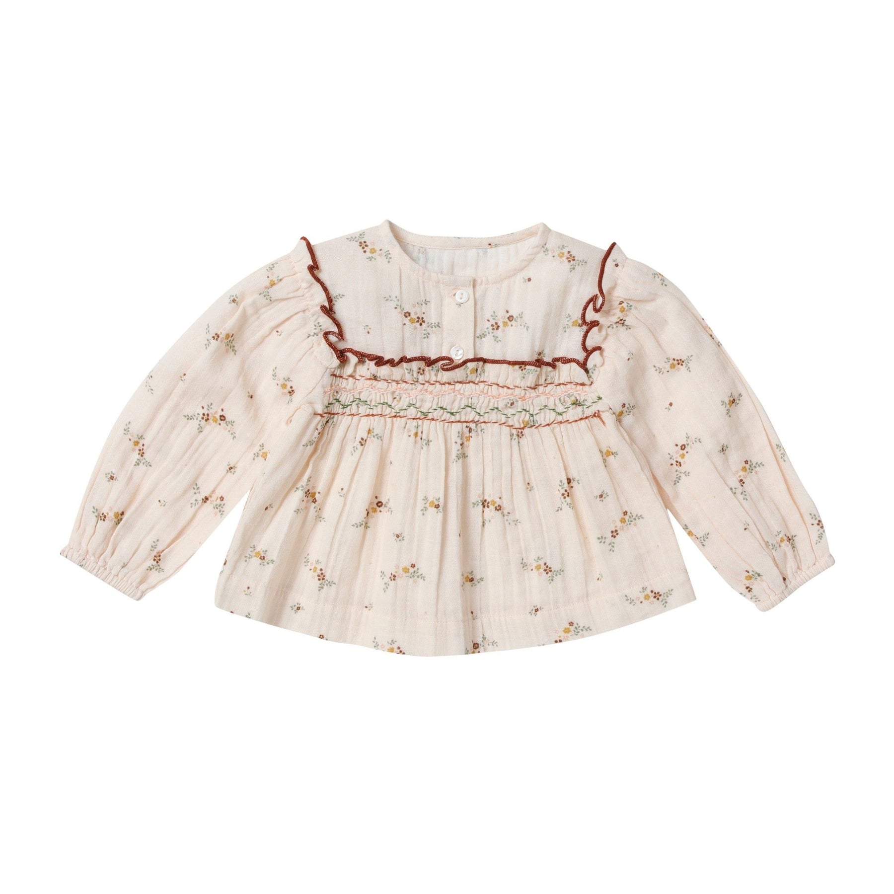 Cotton shirt with embroidered flowers