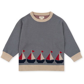 Maglia in cotone con motivo a barche