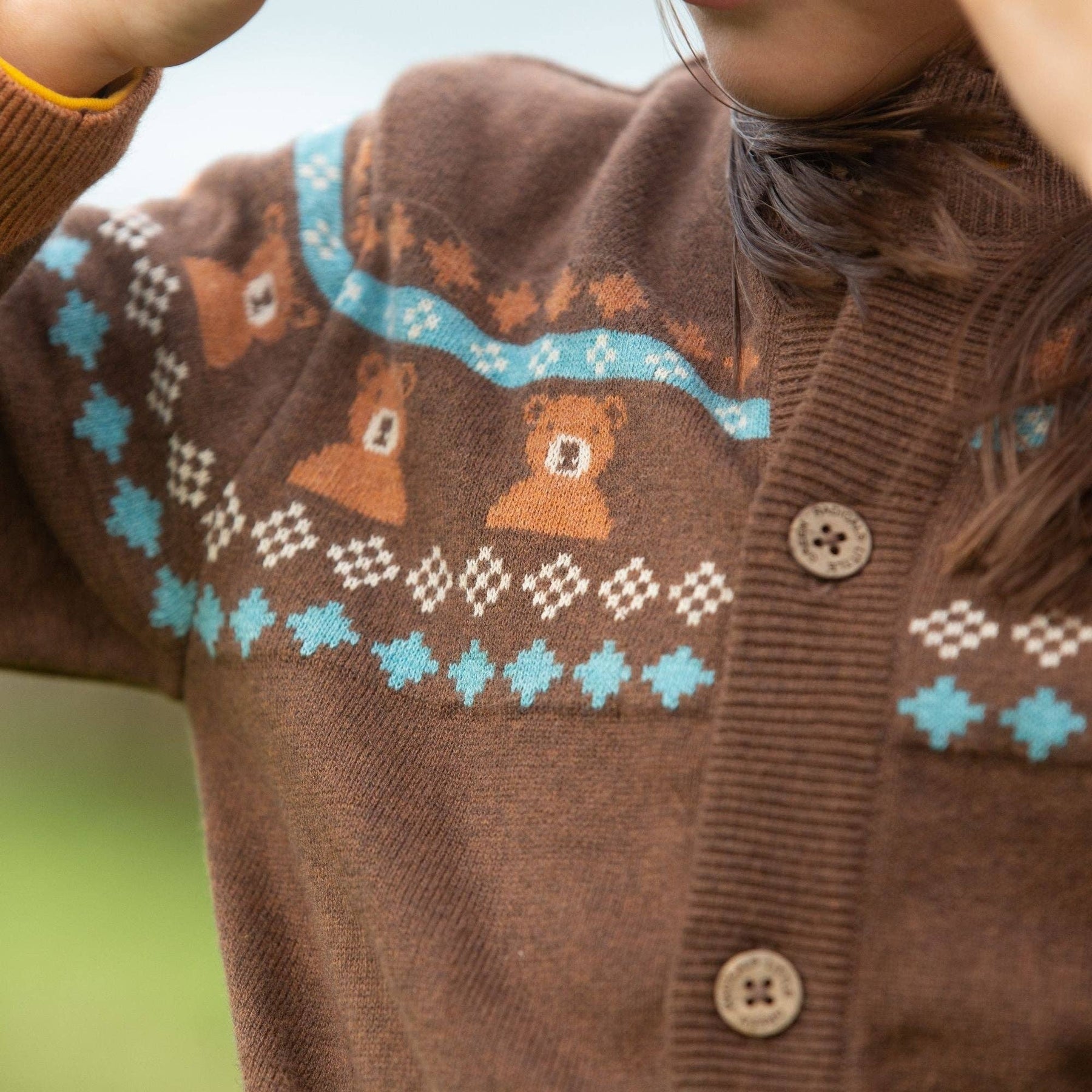 Cardigan lavorato a maglia Fair Isle Bear