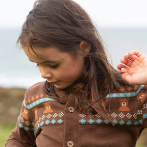 Cardigan lavorato a maglia Fair Isle Bear