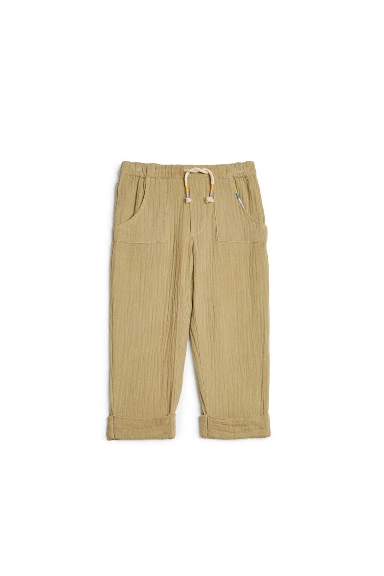 Pantaloni in garza di cotone /sage