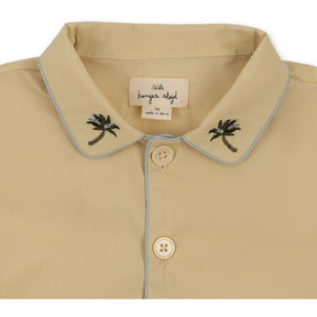Short-sleeved shirt with small embroidered palm trees