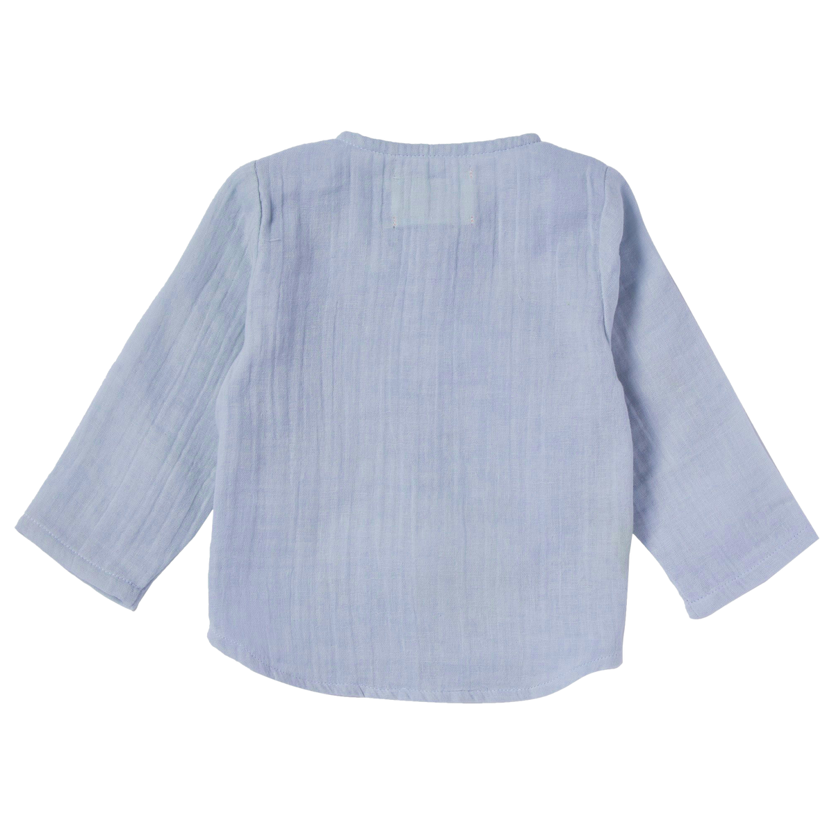 Camicia 100% cotone con bottini in legno / Azzurra