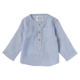 100% Cotton Shirt with Wooden Booties / Azure