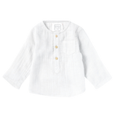 100% Cotton Shirt with Wooden Booties / White