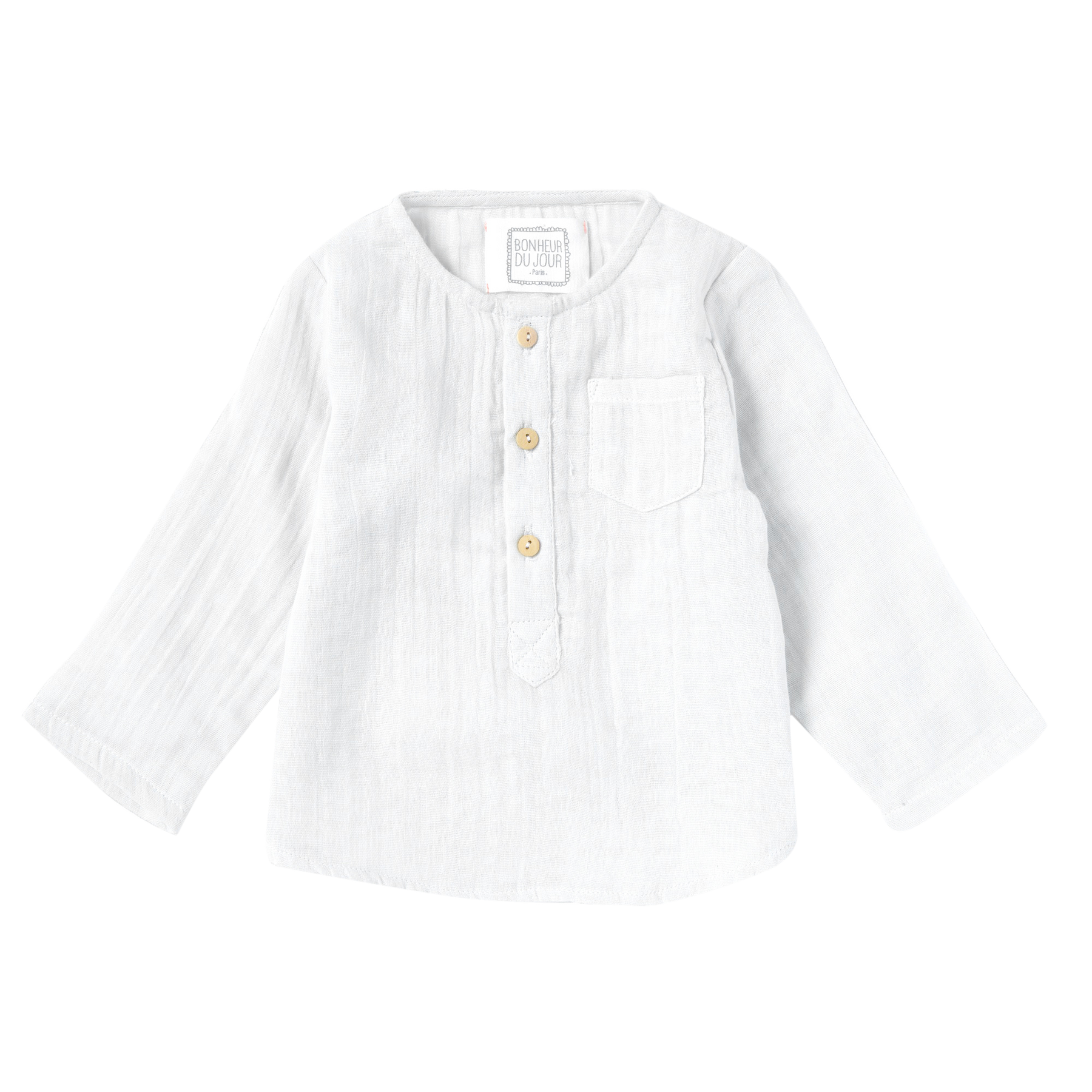 100% Cotton Shirt with Wooden Booties / White