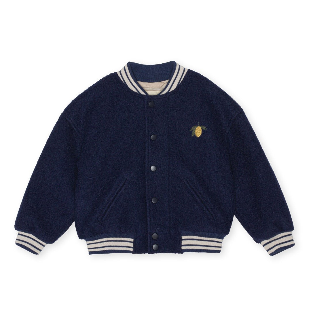 Wool bomber with lemon patch