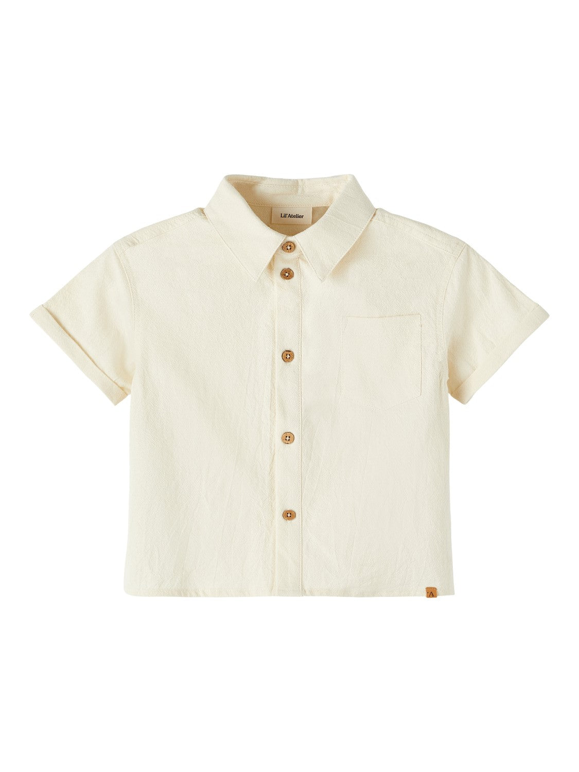 Short-sleeved ecru shirt with pocket