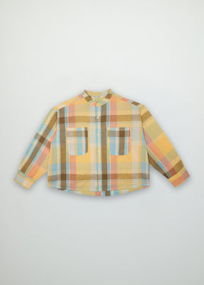 Checked cotton and linen shirt