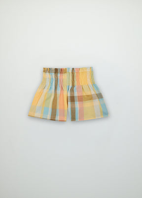 Checked linen and cotton shorts